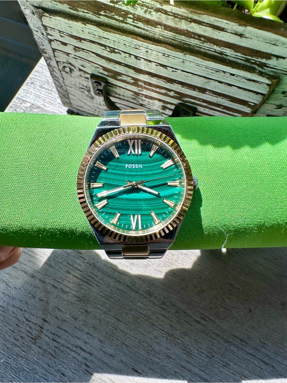 Ladies Fossil Two-Tone Silver and Gold Bracelet Watch with Green Dial - Picture 3 of 5